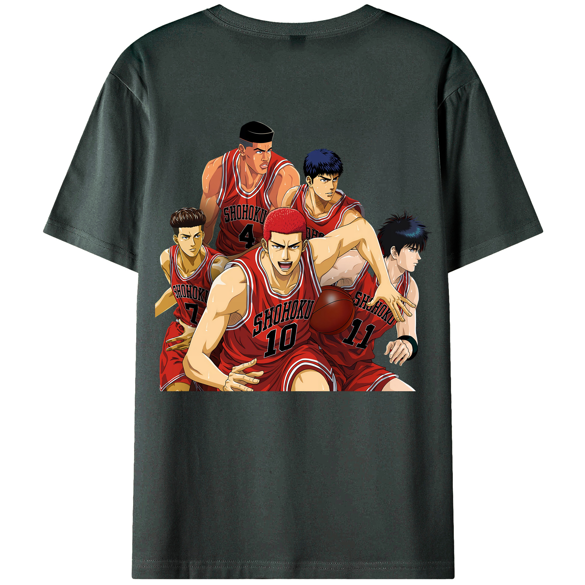 （画像用） SLAM DUNK／スラムダンク 綿100％ メンズ半袖Tシャツ（バックプリント） 通気性